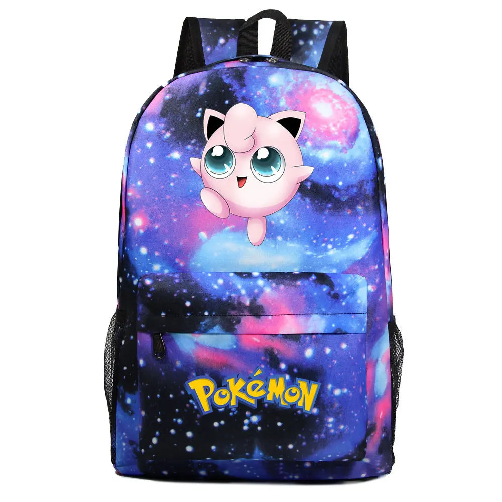 MINISO Kids Softback Waterproof Oxford Fabric Cartoon Anime Pokemon Design Adjustable Shoulder Straps-One Handle 15 Inch Laptop Single Compartment School Backpacks/Colors-Blue/Pink/Black/Multicolor