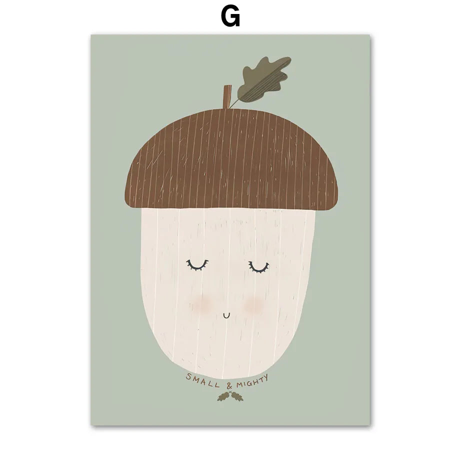 No-EN-Name-Null Retro Unframed Waterproof Ink Nature Cartoon Animals Canvas Rectangle Wall Art Prints /Color- Multicolor