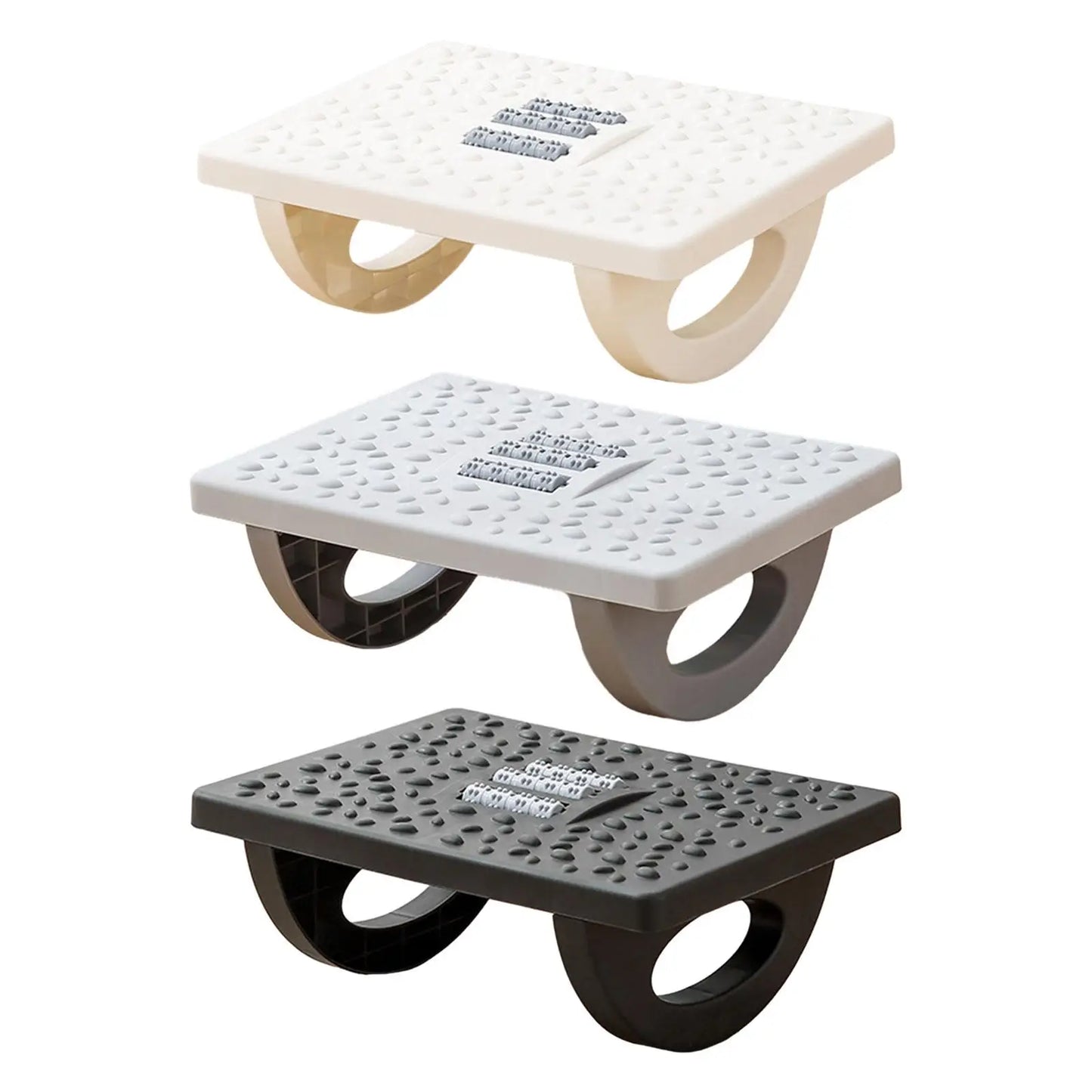 SERENABLE Ergonomic Under Computer Desk White Hard Flat Footrest Non-Skid Textured Surface Rollers Massagers /Colors-Black/White/Gray/Assembly Required