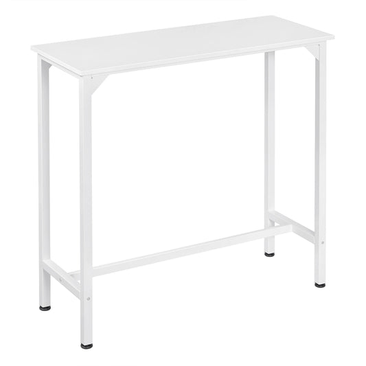 Wood Top Rectangle Narrow High Console Metal Framed Reinforced Bars Cocktail Table/Colors-Black/White