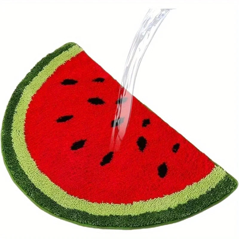 No-EN-Name-Null Indoor Geometric Watermelon Semicircular Food-Drink Cotton-Polyester Blend Fabric Anti-Slip Base Bathroom Mats-Rugs / Colors-Geometric /Watermelon/Lemon/Multicolor/Hand Wash Only