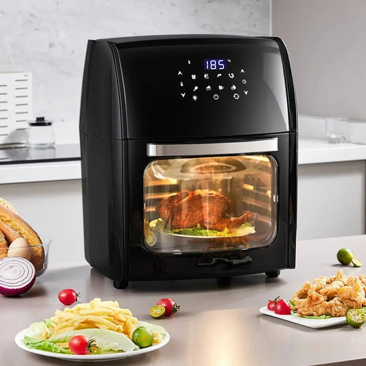 Voltsify Black Non-Stick Air Fryer/Adjustable Temperature/Rotisserie Basket/ Automatic Power Off/ Memory Function/1800W/220-240V-50Hz/PP-Tin Plate
