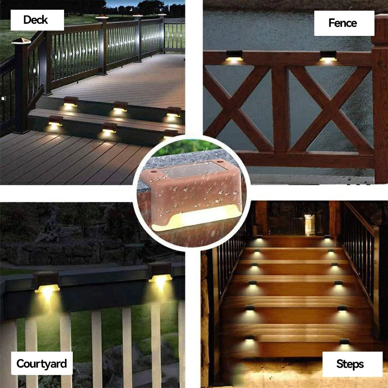 NOWYEY Outdoor Waterproof Solar-Powered Intelligent Control Switch Automatic Light Sensing Design Black Rectangle Shaped Deck Stair Lights Landscape Pathway Lighting /Colors-Black/Brown/White/Yellow/Green/Bronze