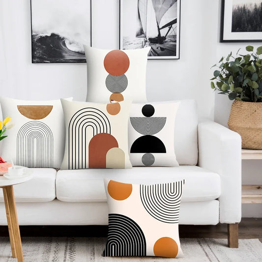 Handmade Printed  Abstract Geometric Linen / Cotton Decorative Pillowcases/Sizes : 40x40cm  45x45cm  50x 50cm
