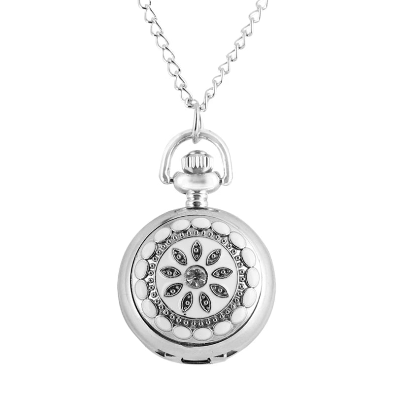 YISUYA Unisex Adults Quartz Small Bronze-White Face Mobile Cell Phone Shaped Stainless Steel Metal Case Acrylic Face 12-Hour Dial Analog Display Pendant Necklace Chain-Pocket Watches