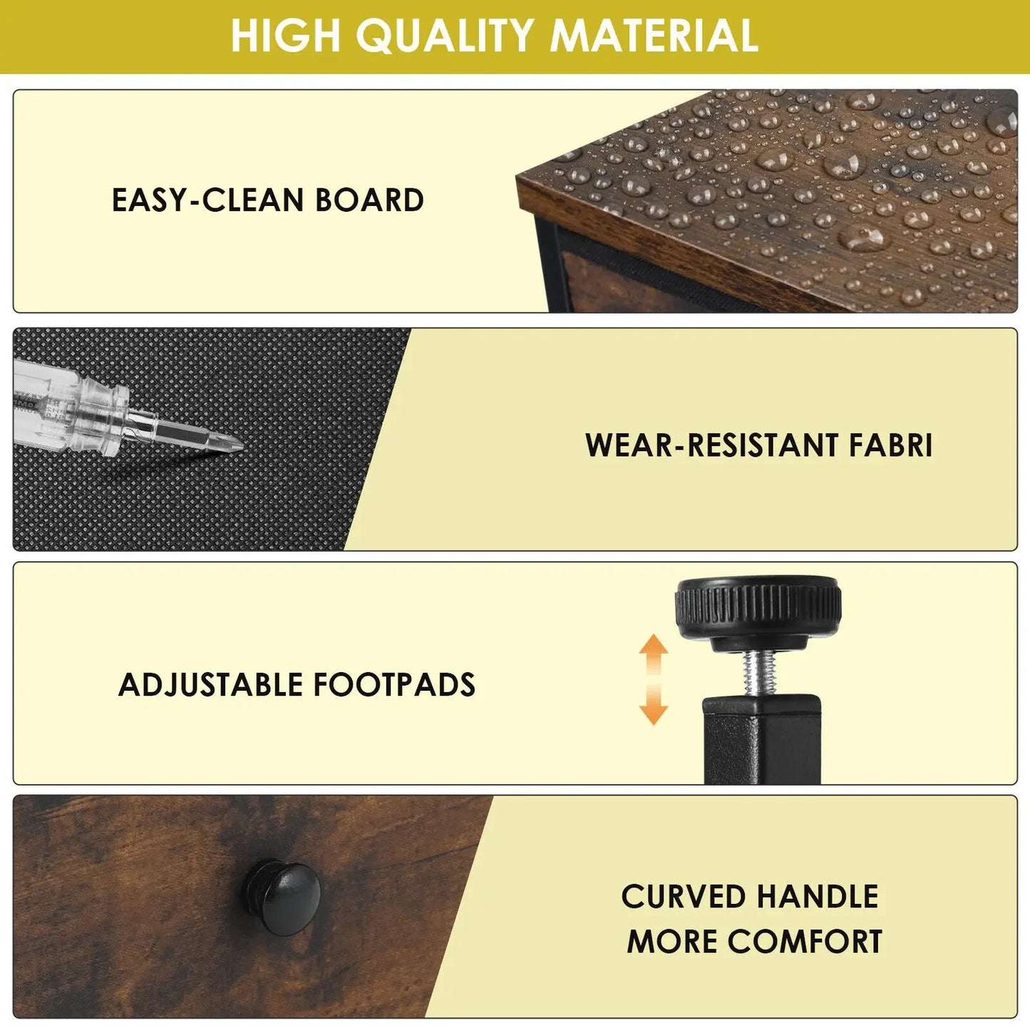 No-EN-Name-Null HOMFA Antique Large Brown Rectangle Shaped Wood Top-12 Drawers Iron Metal Rods Frame Cross-Back Design Free-Standing Tall Fabric Bin Dressers