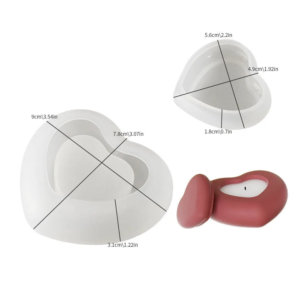 No-EN-Name-Null DIY Creative Heart Shaped Candle Cup-Lid Silicone Resin Milky White Craft Molds