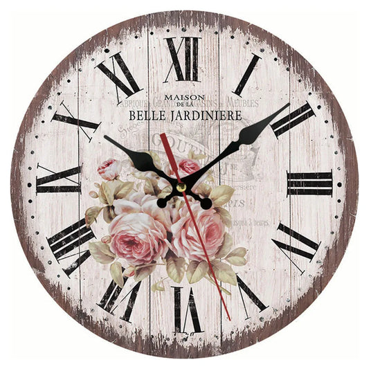 Round Wood Vintage Silent Wall Clocks/Brown/Purple/Beige/Blue/Multicolor