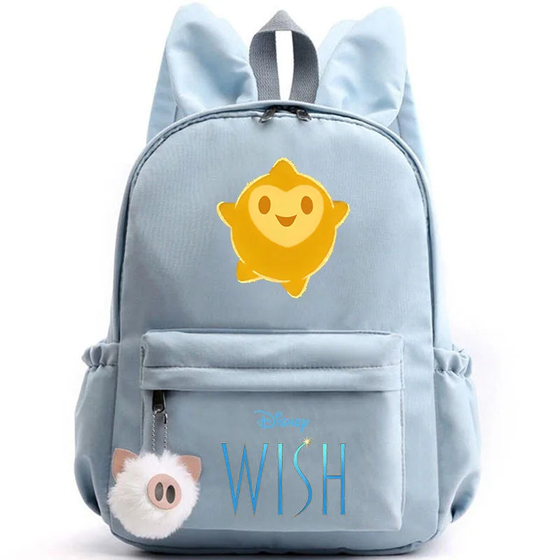 Disney Kids Cute Cartoon Wish Movie Large Waterproof Pink Nylon Fabric School Backpacks