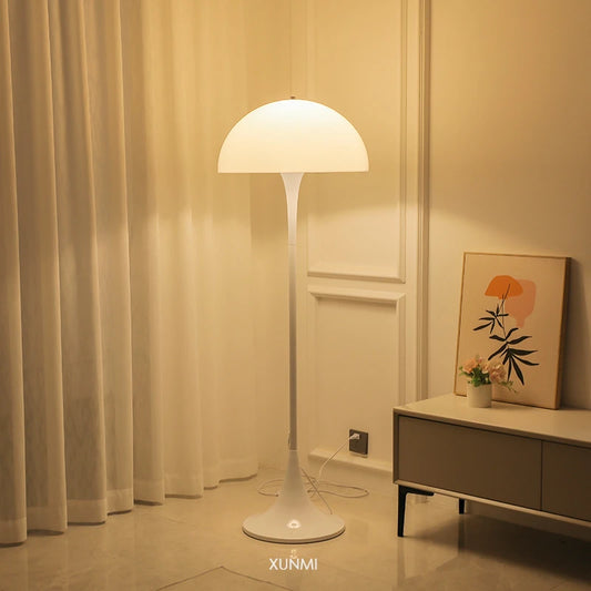 Modern Danish White Mushroom Shaped Down Up-Down Shade Dimmable LED Round Aluminum Iron Base Floor Lamps/LED Bulbs Included