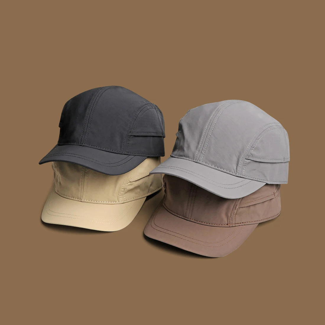 No-EN-Name-Null Outdoor Japanese Unisex Adjustable-Fit Adults Nylon UV Protection Quick-Drying Baseball Caps/Colors-Gray/Black/Beige/Red
