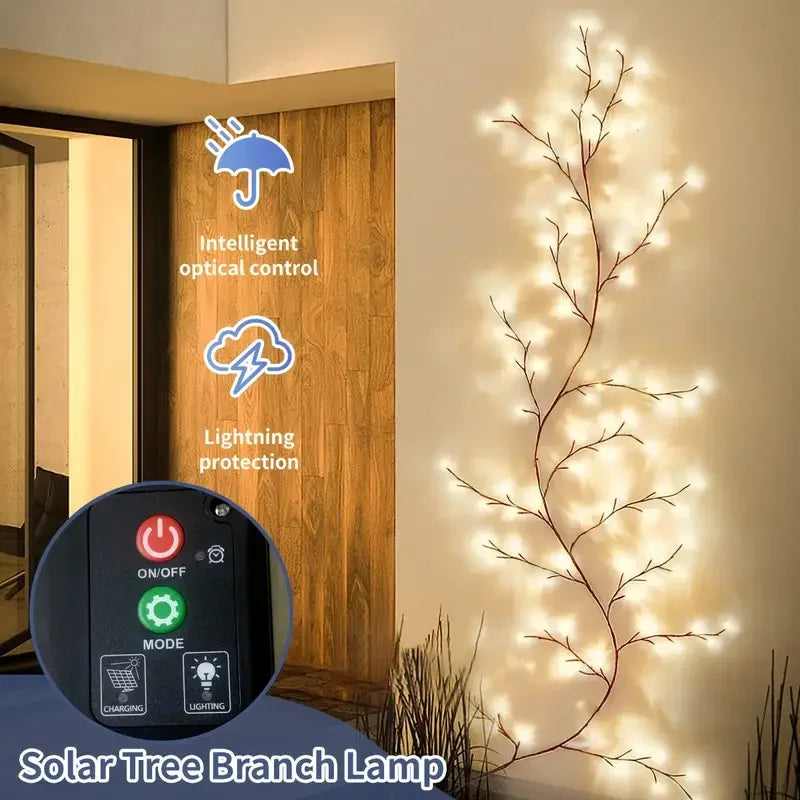 No-EN-Name-Null Indoor-Outdoor Water-Resistant Light Sensor Solar-Powered Plastic Rattan Tree Vine Branch Intelligent Optical Lightning Protection 8 Modes Warm White 72 LED Wall-Mounted Landscape Pathway Lighting /Colors-White/Black/Yellow/Brown