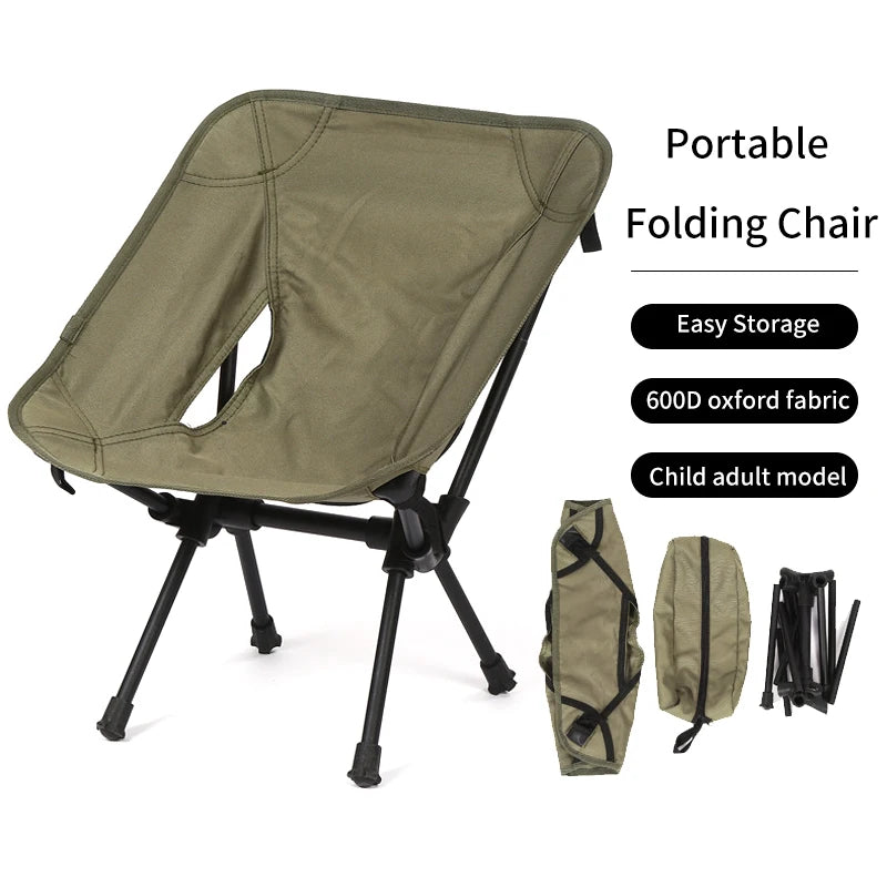 No-EN-Name-Null Modern Outdoor Adults Green Upholstered Padded Tear-Resistant Soft Oxford Cloth Fabric Moon Camping Super Light Aluminum Metal Frame Folding Chairs/Colors-Green/Blue/Beige/Gray