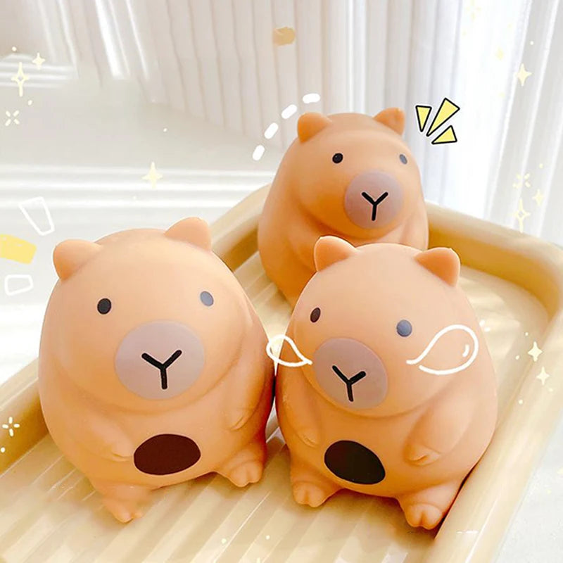No-EN-Name-Null Adults Handheld Small Foam Synthetic Brown Plastic Cute Cartoon Capybara Mochi Animal Pinching Squishy Slow Rebound Anxiety-Stress Reliever Executive Toys/ Ages: 13-18 Years Old-Adults /Colors-Brown/Beige/Black/White/Yellow/Purple/Animals