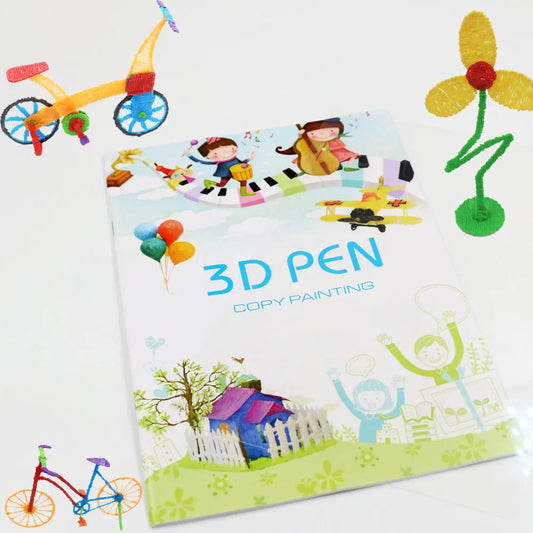 OENY School-Aged Kids Non-Toxic Plastic Cartoon Reusable Template Paper-3D Printing Copy Painting Books Art-Drawing Toys/2 Finger Caps/Colors-Floral/Multicolor/Ages: 6 Years Old-Older/3D Pen Not Included/22-Small-40-Large Patterns
