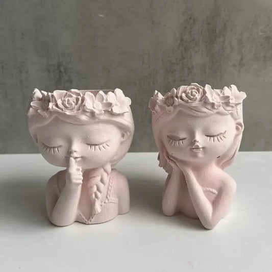 Milky Garland Girls Sleeping Beauty Potted Silicone Craft Molds