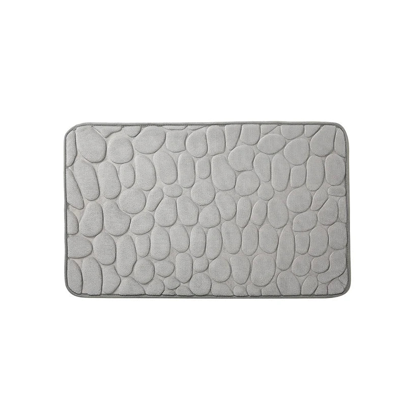 Modern Soft Multicolor Cobblestone Polyester Fabric Rectangle Bath Mats-Rugs