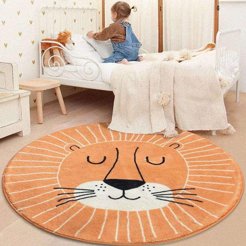 No-EN-Name-Null Printed Non-Toxic Quick-Dry Round Cute Cartoon Gray Animal Cat-Rainbow-White Clouds Nice Day Memory Form Cushion Anti-Slip Bottom Rugs/Colors-Animals/Rainbow/Multicolor/White/Pink/Black/Dots/Yellow/Blue/Geometric