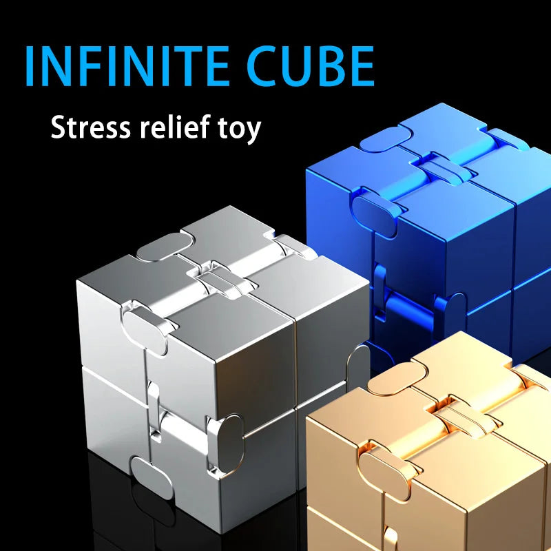 No-EN-Name-Null Small Frosted Blue Metal Square Infinity Cube Stress-Anxiety Relief Portable Flipping Twistable Improves Brain Thinking Executive Toys/Ages: 18 Years Old-Adults/Colors-Blue/Silver/Black/Gold/Gray/Multicolor