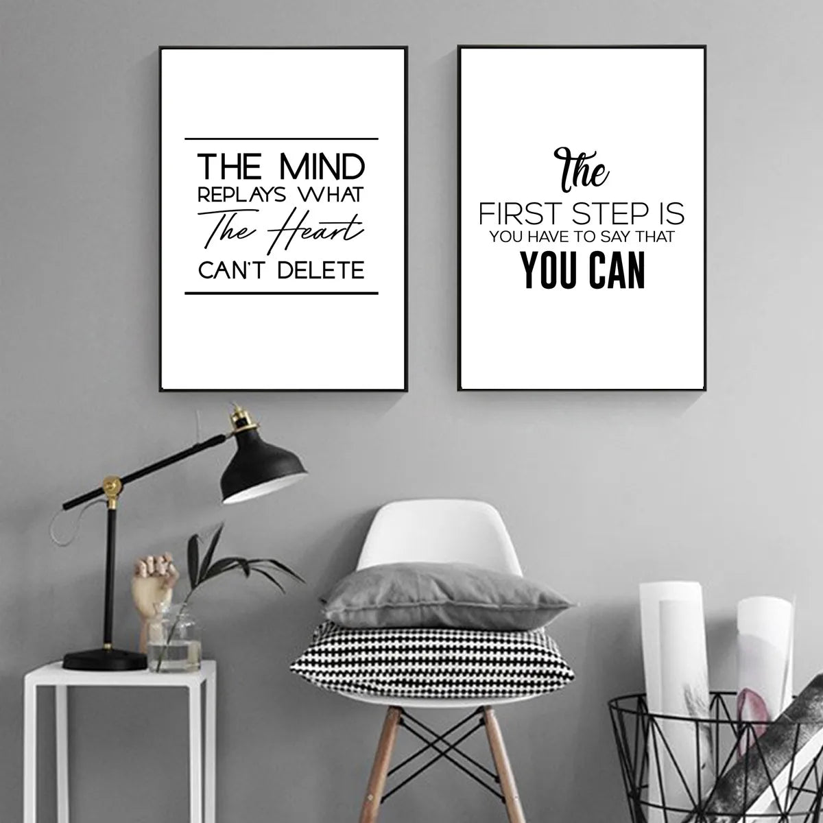 Unframed Canvas Rectangle Waterproof Ink Wall Black-White Quotes Minimalist Positive Words Prints
