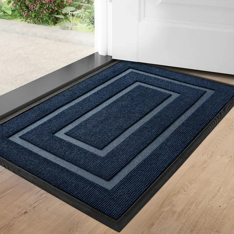 JINLVYI Indoor-Outdoor Waterproof Solid Colored Black-Gray Rectangle Shaped Large Size Polyester Fabric Body Non-Slip Synthetic Rubber Base Flatweave Doormats/Colors-Black Gray/Rice Brown/Blue