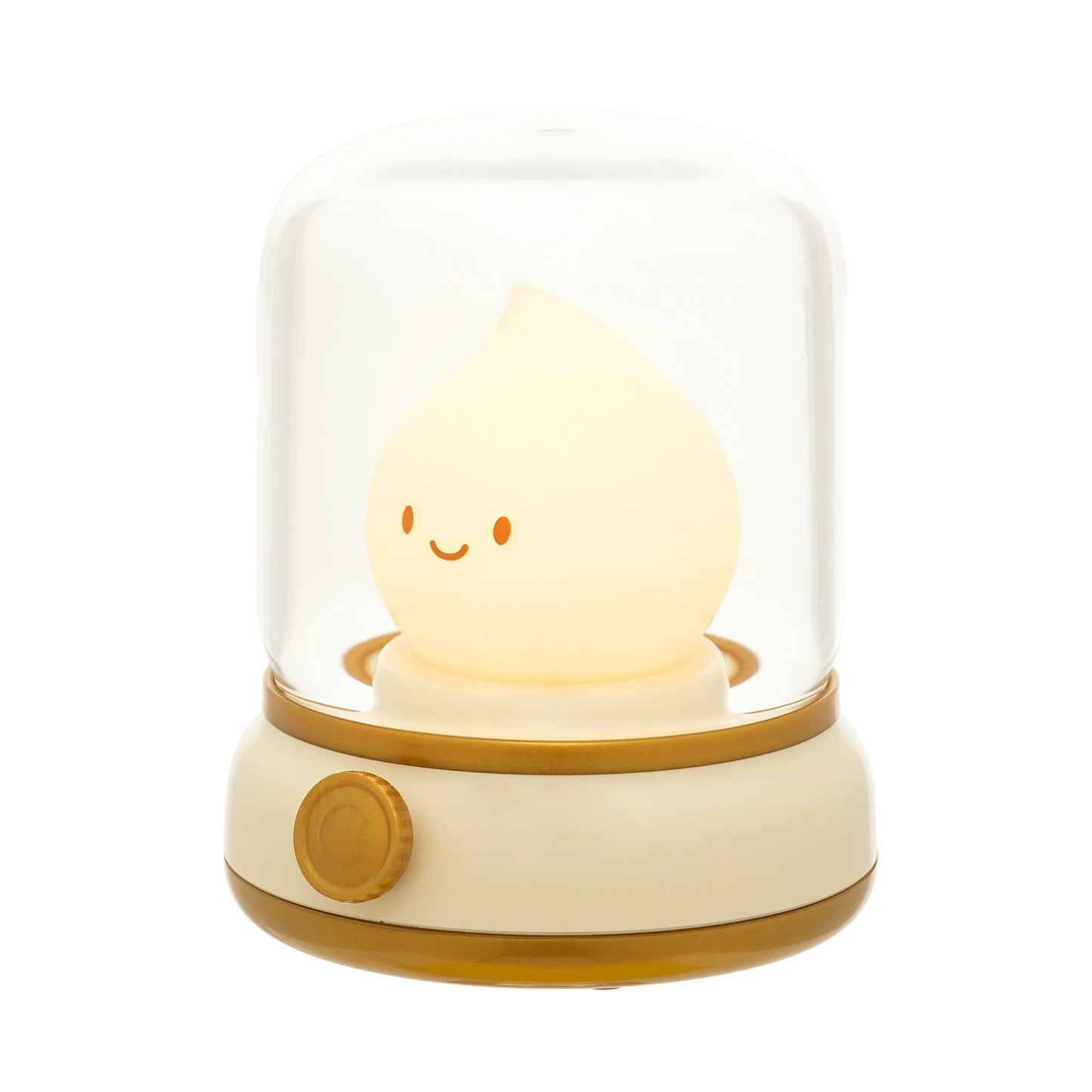 BANDIAN Kids Mini 3-Mode Warm White LED Round Clear Plastic Top Cute Cartoon Enclosed Kerosene Flame Green Bottom USB Rechargeable Lithium Battery Portable Tabletop Night Lights-Ambient Lighting/Colors-Green/White/Yellow/Clear/Batteries-Bulbs Included