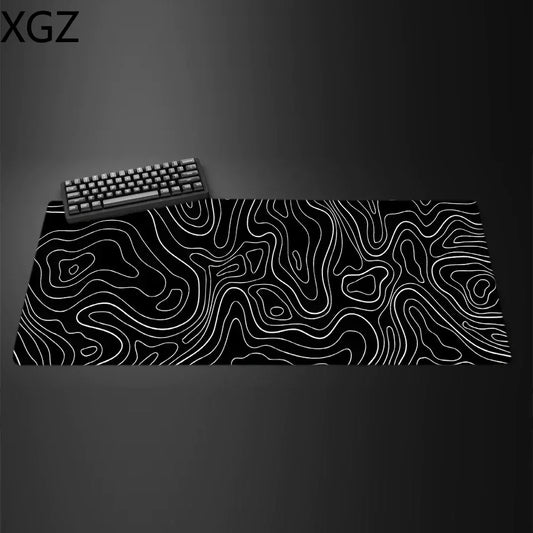 XGZ Customized XL-XXL Large Sizes Printed Ultra Smooth Polyester Fabric Surface Top Durable Washable Anti-Fade Black Rectangle Non-Slip Natural Rubber Base Stitched Edges Gaming Mouse Pads