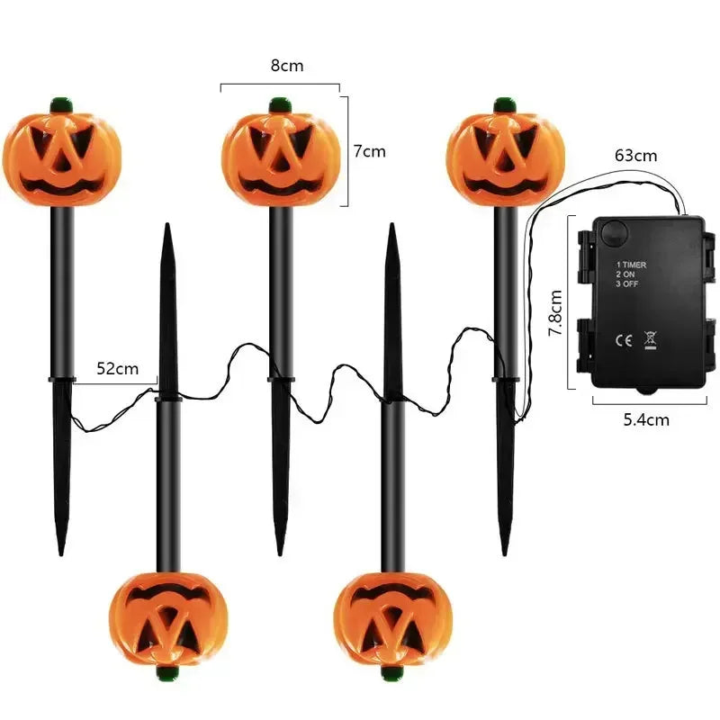 XIWANGFIRE Outdoor Waterproof Warm White LED Bulbs Small-Big Halloween White Ghost-Orange Pumpkin Black Triangle Shaped Eyes-Nose-Mouth Pumpkin Shaped Lantern Solar-Powered Landscape Pathway Lights/Colors-Orange/Black/White/Multicolor