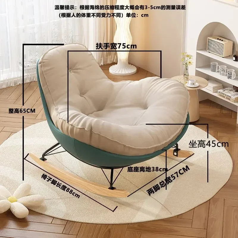 No-EN-Name-Null Indoor Antique Small-Large Lazy Upholstered Bionic Egg Shaped Soft Beige Faux Leather Cushion Orange Plastic Shell Penguin Black Iron Metal Frame Solid Wood Feet Kids Rocking Chairs /Colors-Beige/Orange/Black