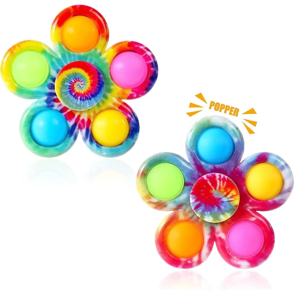 MOONBIFFY Teens-Adults Plastic Rainbow Tie-Dyed Fidget Spinner Bubble Popping Finger Toys /Ages: 13-18 Years Old/Colors-Tie-Dye/Multicolor/Dots