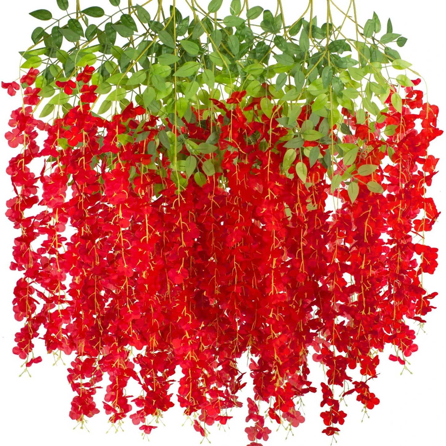 12PCS Outdoor Artificial Silk Orchid Rattan Flower Wall Garland Strings/Colors-Yellow/White/Purple/Red/Violet/Floral