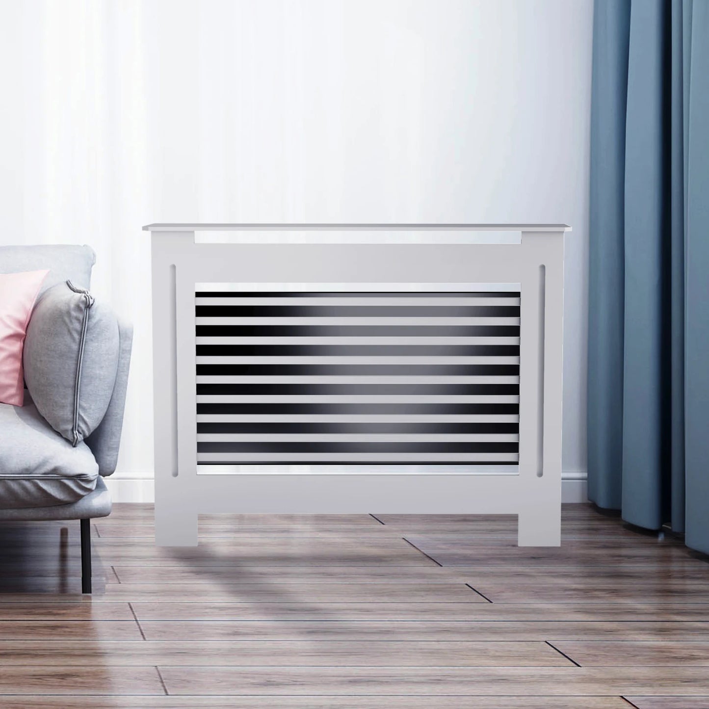 WISFOR Modern White Wood Vented Heating Radiator Cover Cabinets Accessories / Sizes: S-XL/Instruction Manual / 1-Screw Accessory