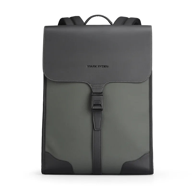OZUKO Men Large Flap-Over Closure Zippers Waterproof Black-Gray Canvas Fabric Mark Ryden Shoulder Straps-Handle 15.6 Inch Laptop Compartment Polyester Lining Anti-theft Zipper Mochila Laptop Backpacks/External Pockets/Keychain Holder