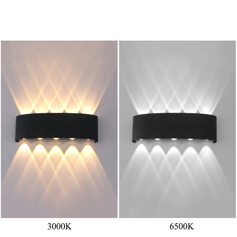 IQSCI Outdoor-Indoor Modern Waterproof Black-White Rectangle Shaped ABS Plastic Body AC-Powered Wall-Mounted Up-Down LED Lights Wall Light Fixtures