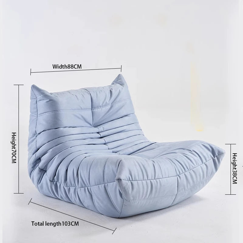 No-EN-Name-Null Modern Armless Soft Plush Orange Upholstered Padded Faux Synthetic Leather Fabric Cushions Caterpillar Bean Bag Chairs/Colors-Orange/White/Black/Blue/Pink/Gray