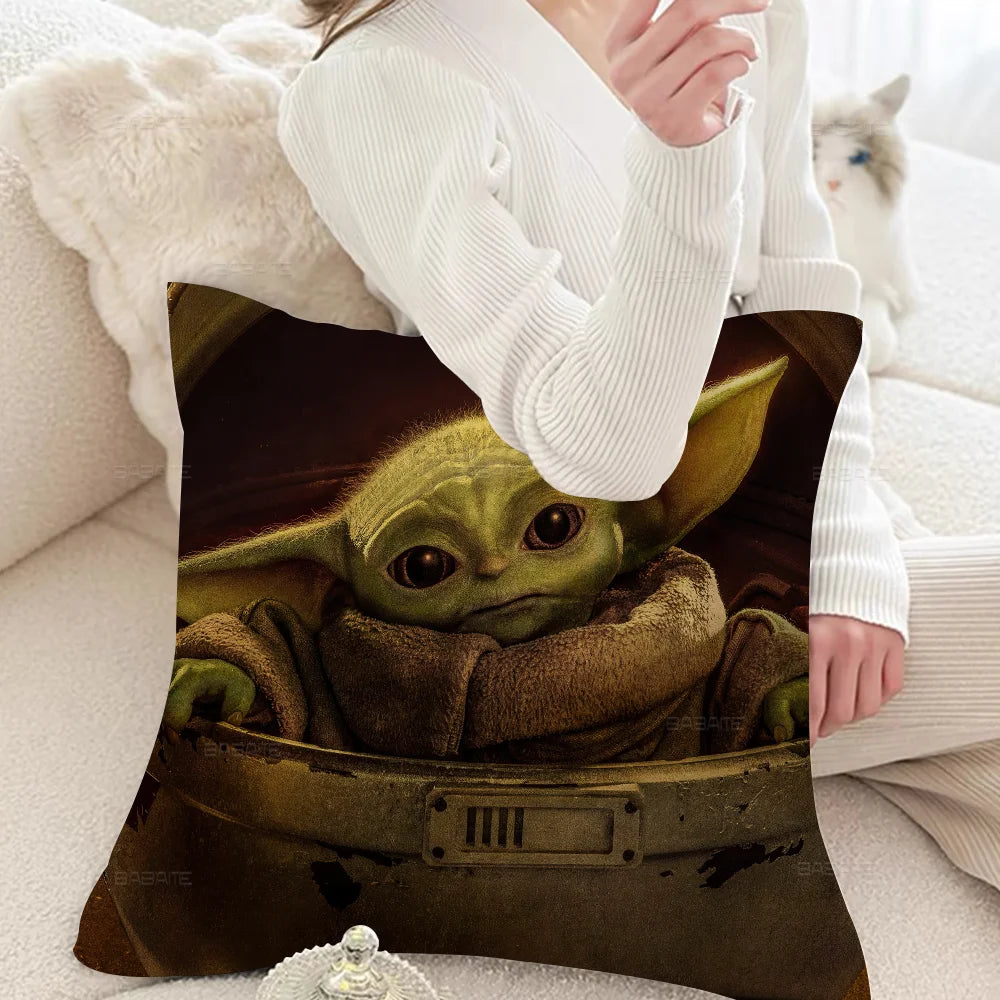 Printed B-Baby-Yoda S Throw Pillowcase Covers/Colors-Multicolor/Blue/Brown/Green