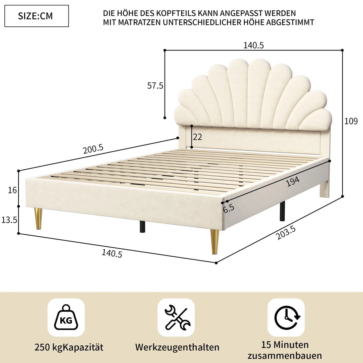No-EN-Name-Null  Modern Upholstery Padded Flower Shaped Soft Velvet Headboard Platform Bed FRAMES / WITHOUT MATTRESS-DRAWER/ Headboard-Slats/Dimensions: 206cm L x 100cm W x 110.5cm H /Colors-Beige/Burgundy/Pink/ Load Capacity: 440.925 LBS
