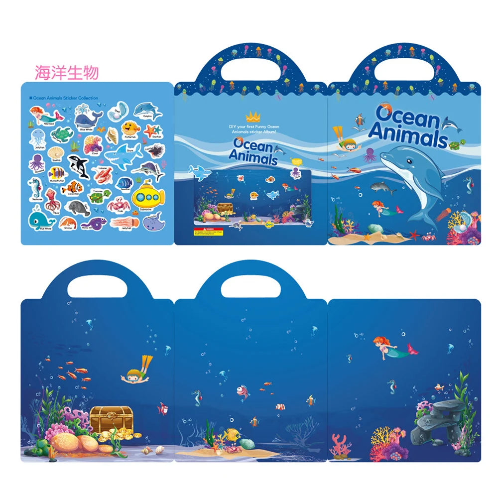 TAKARA TOMY Kids Plastic Early Educational Reusable Multicolor Cartoon Animal Scene Stickers Painting Hand-On Puzzle Books Stickers-Stickers Machine /Ages: 2-18 Years Old-Older