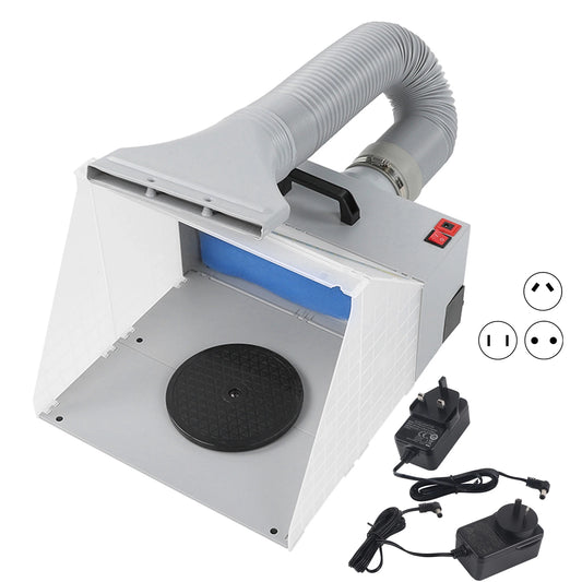 VGEBY Airbrush Spray Gray Booth Double-Action Operational Foldable Blue Turn Table High Pressure Gun Paint Black Filter Exhaust Fan Extractors Paint Tool Accessories /Colors-Gray/White/Black/Multicolor