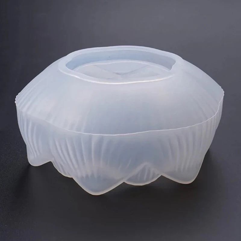 No-EN-Name-Null DIY Small Floral Two Lotus Flower Shaped Tea Light Candleholder White Milky Silicone Craft Molds