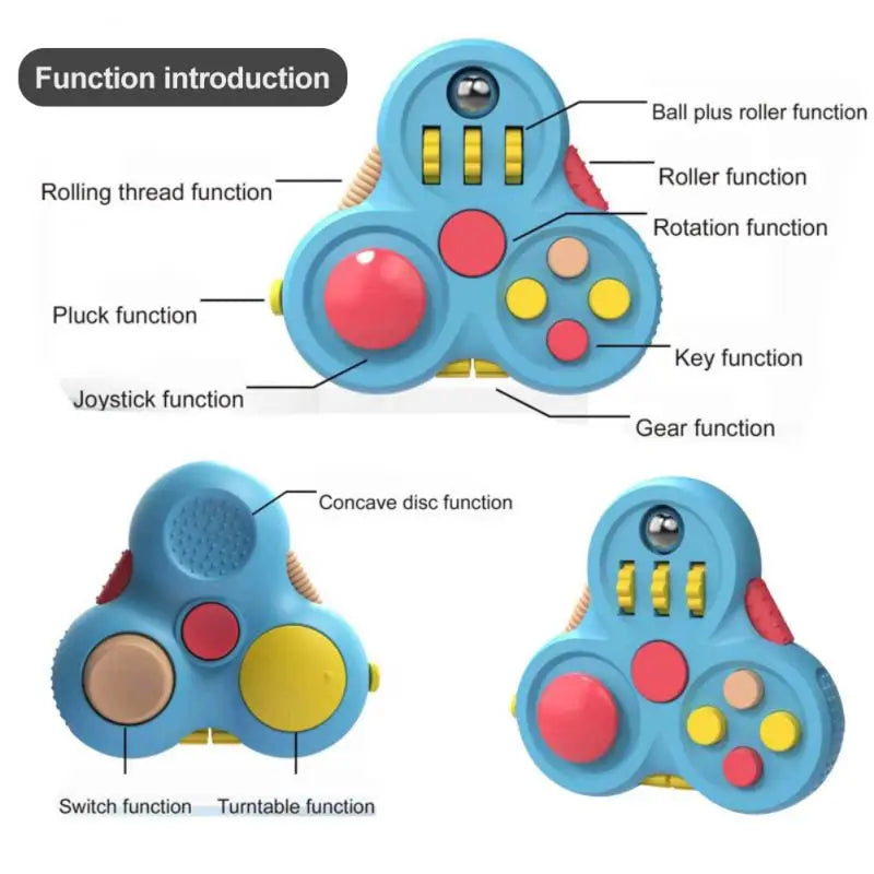AHGREAT MAKE ALL GREAT Handheld Multicolor Plastic Triangle 10-In-1 Functions Fidget Pad Game Activity Toys /Ages: 18 Years Old + Older/Colors-Black/Blue/Orange/Green/Multicolor
