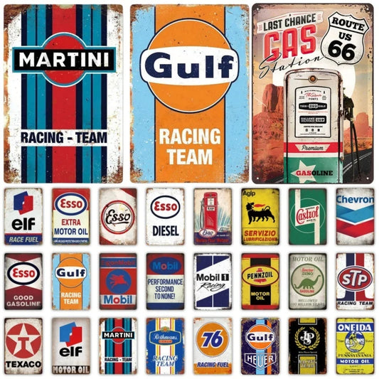 No-EN-Name-Null Vintage Retro Gas-Oil Garages-Cars-Sports Multicolor Rectangle Shaped Metal Novelty Signs/Colors-Red/Gray/Multicolor/Green/Blue/Orange