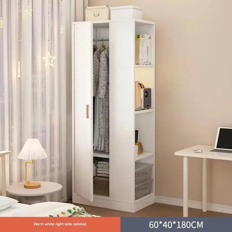 DUTRIEUX Modern White-Brown Two Flat Sliding Doors Clothes Bedroom Wardrobes