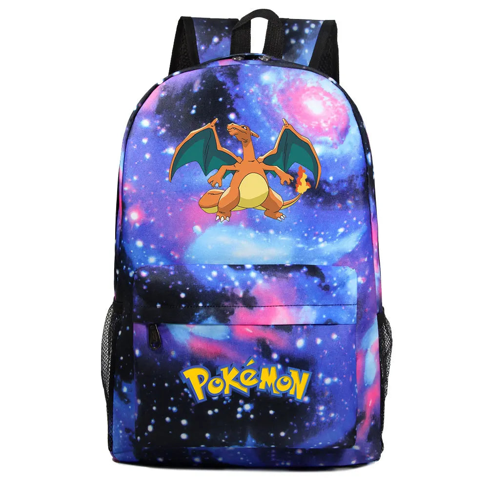 MINISO Kids Softback Waterproof Oxford Fabric Cartoon Anime Pokemon Design Adjustable Shoulder Straps-One Handle 15 Inch Laptop Single Compartment School Backpacks/Colors-Blue/Pink/Black/Multicolor