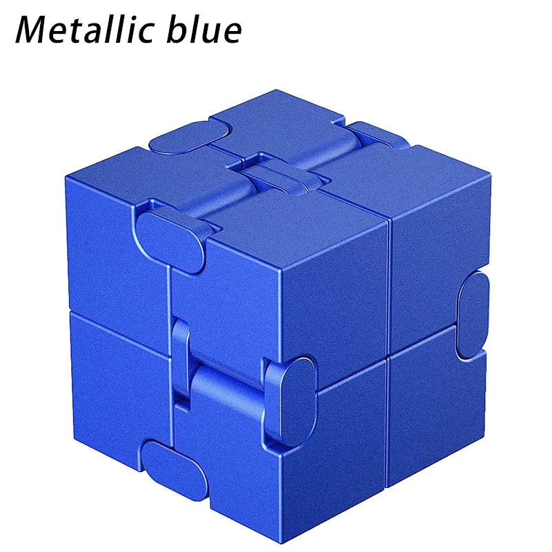 No-EN-Name-Null Small Frosted Blue Metal Square Infinity Cube Stress-Anxiety Relief Portable Flipping Twistable Improves Brain Thinking Executive Toys/Ages: 18 Years Old-Adults/Colors-Blue/Silver/Black/Gold/Gray/Multicolor