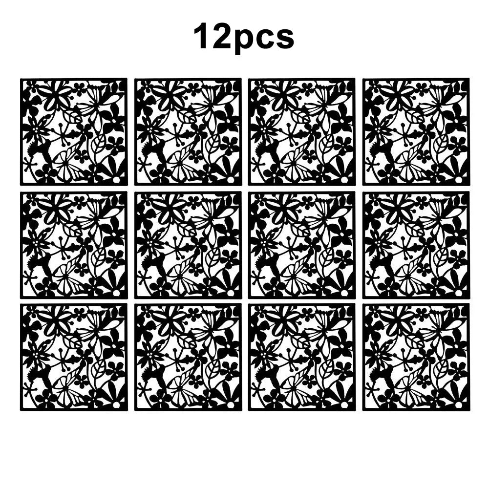 12Pcs Hollow Metal Partition Divider/Colors-/Iron Rings/ White/Black/Red/Floral/Geometric/Size:40 x 40 x 0.1 cm