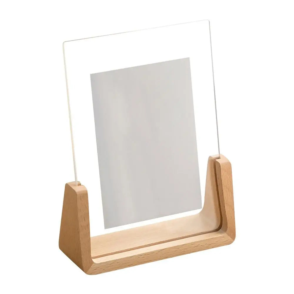 Flexible Strong Rectangle Clear Acrylic Brown Wood Base Photo Frames