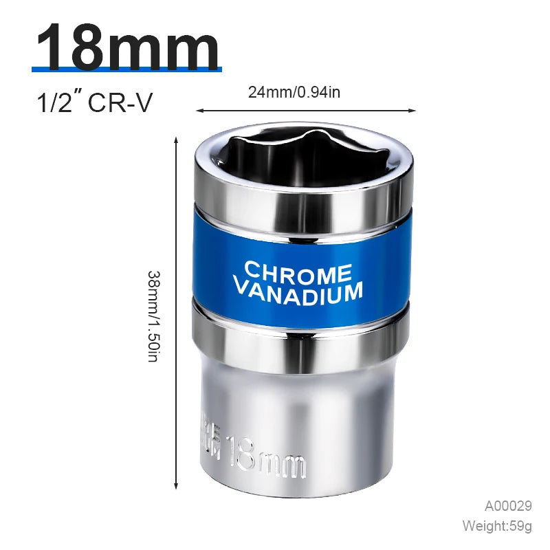 NIUXIANG Blue-Silver Chrome-Plated Steel Deep Impact Anti-Slip Card Slot Design 1/2 Hex Drive Socket Sets