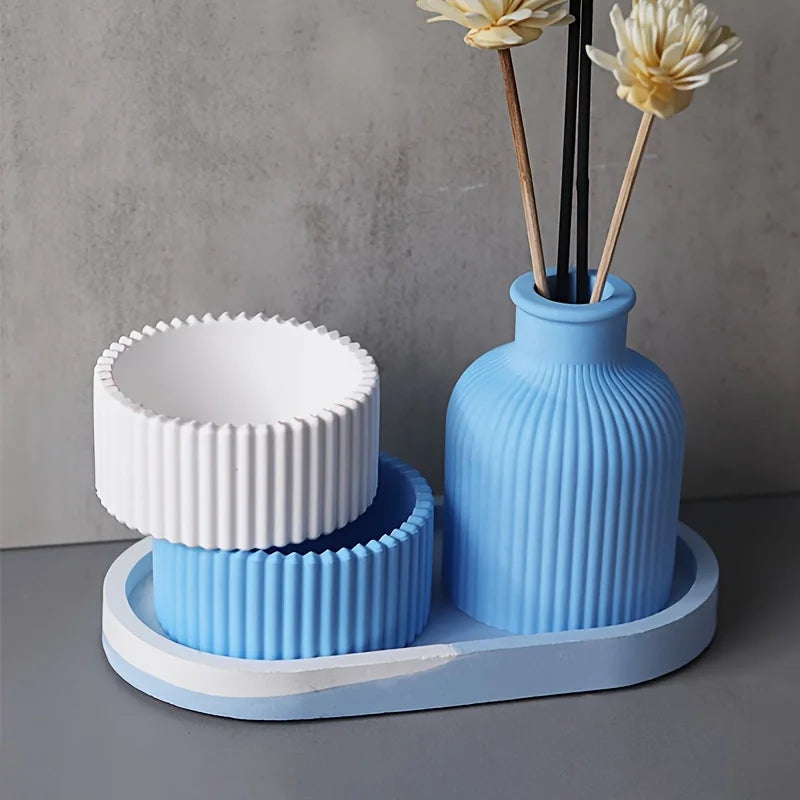 Multi-Functional Milky Round Striped Silicone Craft Bowl Molds