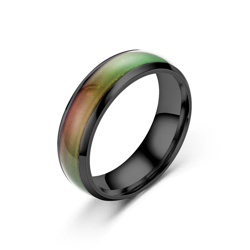 No-EN-Name-Null Unisex Adults 4 PCS Ring Size 6 Stainless Steel Metal Multicolor Mood Tracker Rose Gold Wedding Band Rings/Colors-Rose Gold/Green/Gold